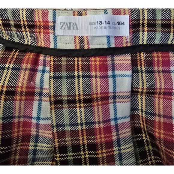 Zara Girls Plaid Pleated Mini Skirt Size 13-14 Multicolor School Style academia - Picture 6 of 10